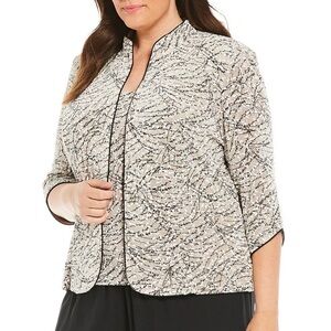 Alex Evenings Plus 2X Glitter 3/4 Sleeve Printed Twinset slinky formal luxury